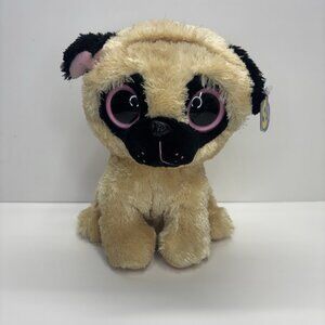 Ty Beanie Boos 2012 Pugsly Pug Plush Stuffed Animal Solid‎ Eyes Retired w Tag 8"